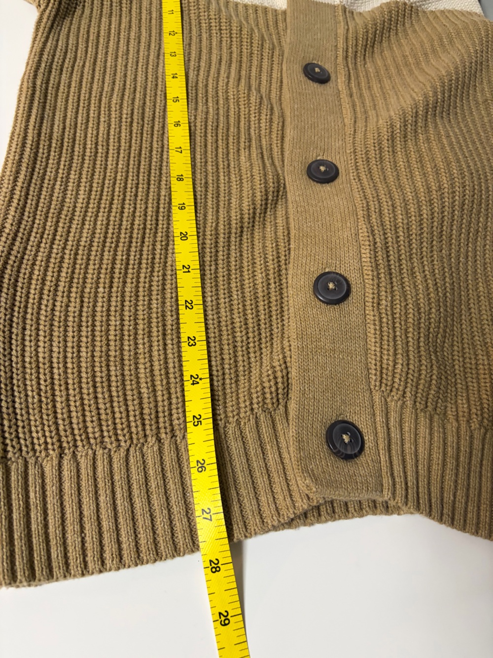 U.S. Polo Assn. Men's Colorblock Shawl Collar Cardigan Sweater Khaki Gray Small - Picture 13 of 13